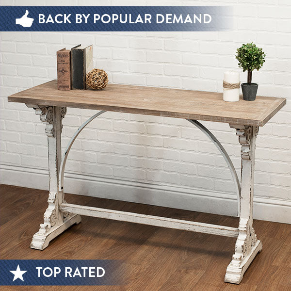 Distressed White Corbel Entry Table General VIP