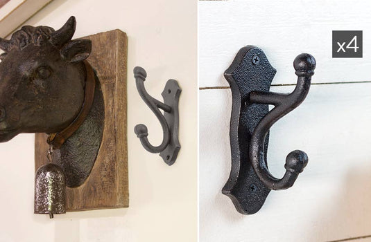 Cast Iron Double Wall Hook, Set of 4 General VIP