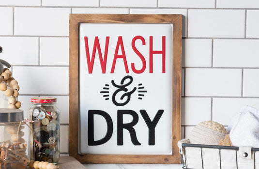 Wooden Framed Wash and Dry Sign General VIP