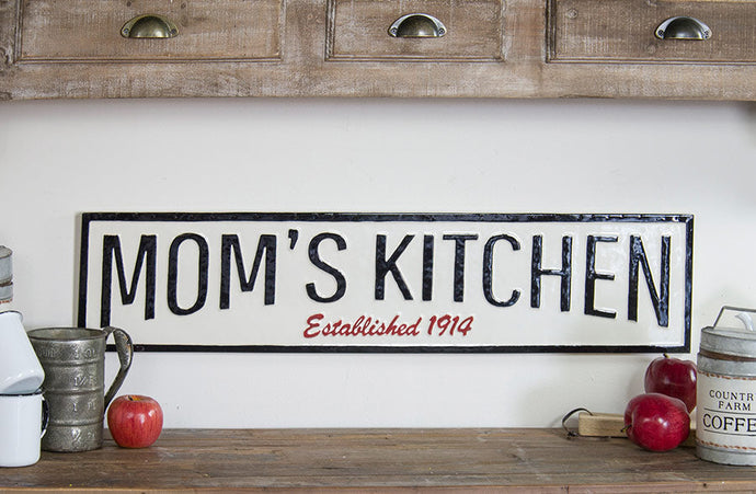 Mom's Kitchen Classic Farmhouse Embossed Sign General VIP