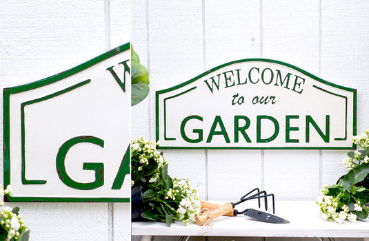 Welcome To Our Garden Embossed Metal Sign General VIP