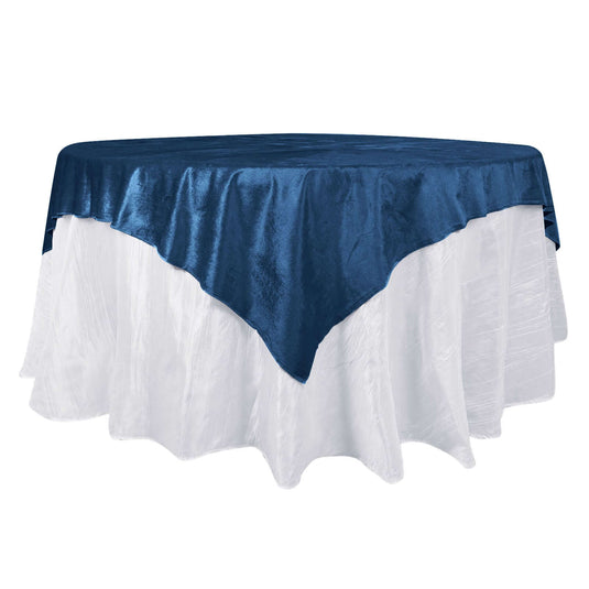 72"x72" Navy Blue Premium Soft Velvet Table Overlay, Square Tablecloth Topper Overlays HIER_2160 Default Title