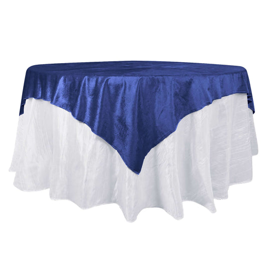 72"x72" Royal Blue Premium Soft Velvet Table Overlay, Square Tablecloth Topper Overlays HIER_2160