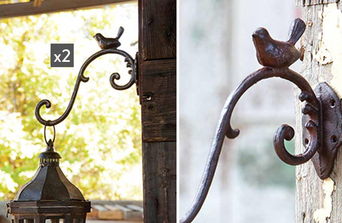 LARGE Cast Iron Bird Hook Set Of 2 General PHC