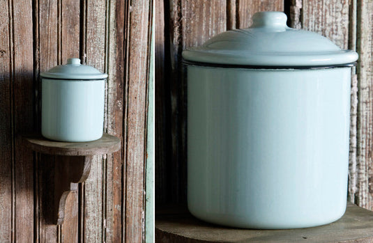 Eggshell Blue Enamelware Canister General PHC