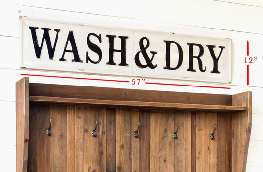 57 Inch Long Embossed Metal Wash & Dry Sign General PHC