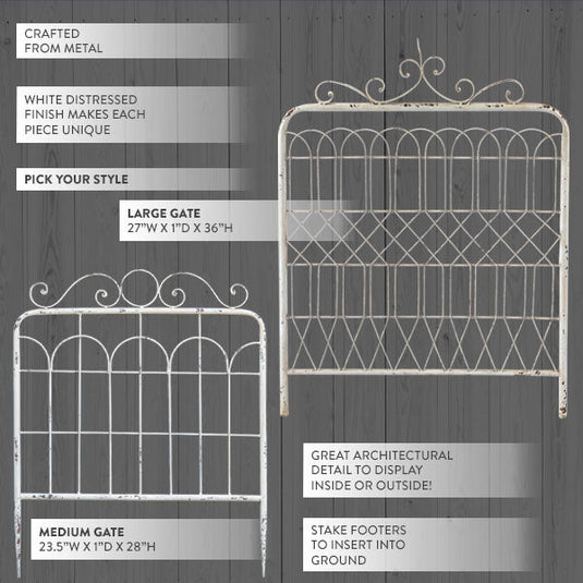 Decorative White Garden Gate, Pick Your Size Whats trending Decor Steals