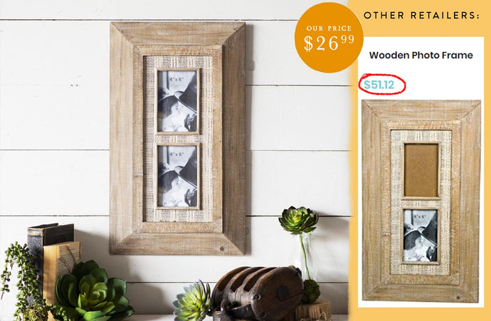 Chunky Wooden Double Photo Frame General VIP