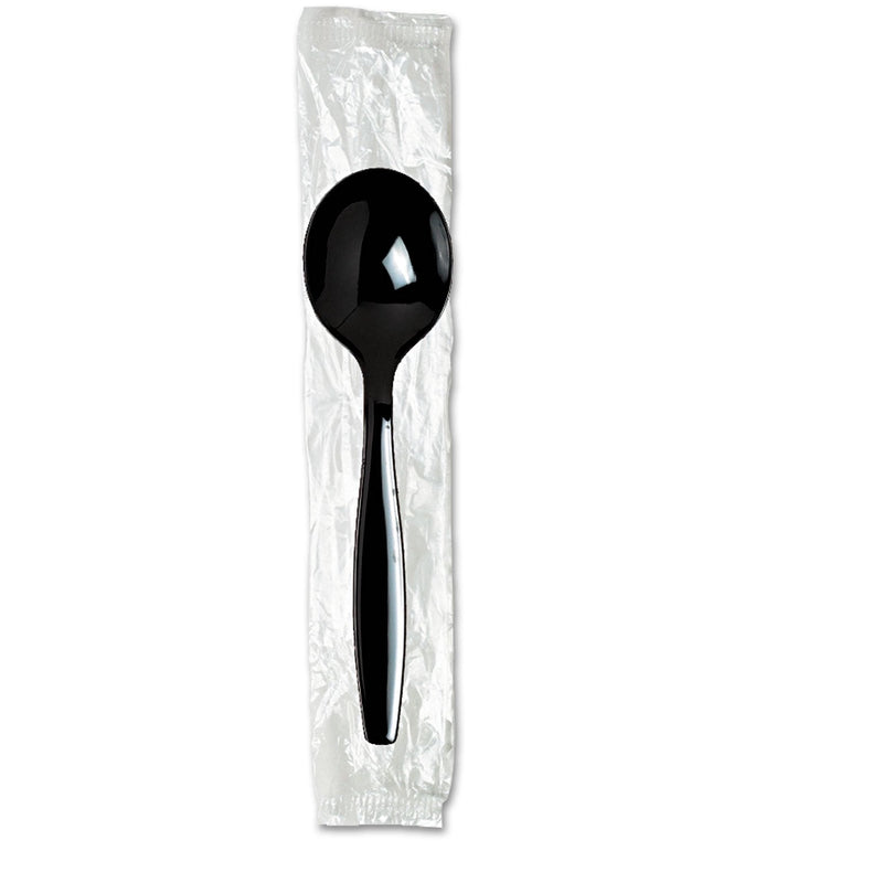 Load image into Gallery viewer, *WHOLESALE* Disposable - Individually Wrapped - Medium Weight - Black Soup Spoon| 1000 ct. VeZee
