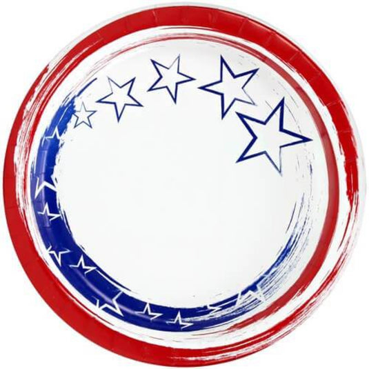 Stars 'N Stripes Dinner Paper Plates 10". 24 Pcs Disposable Hanna K