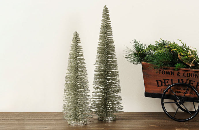 Decorative Glitter Pine Trees, Set of 2 General MEL