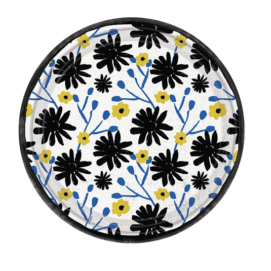 Floral Indigo 8.5" Salad Paper Plates Disposable Plates Nicole Home Collection