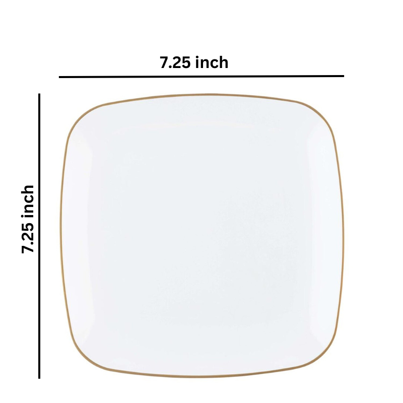 Load image into Gallery viewer, Organic Collection White and Gold Rim Square Dinner Plates 7.25&quot; Tablesettings Blue Sky
