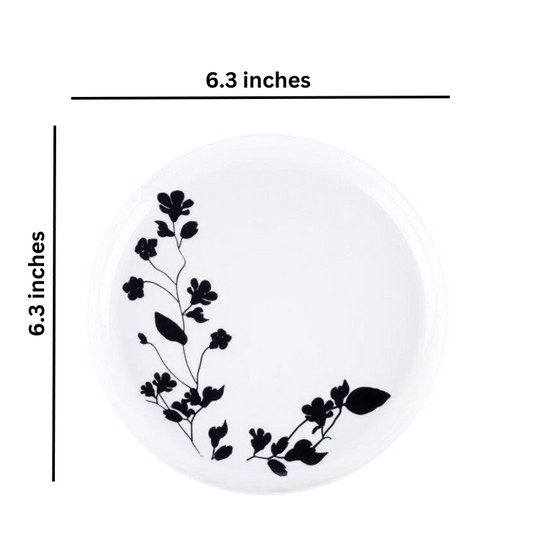 Garden Collection White and Black Round Dinner Plates 6.3" Tablesettings Blue Sky