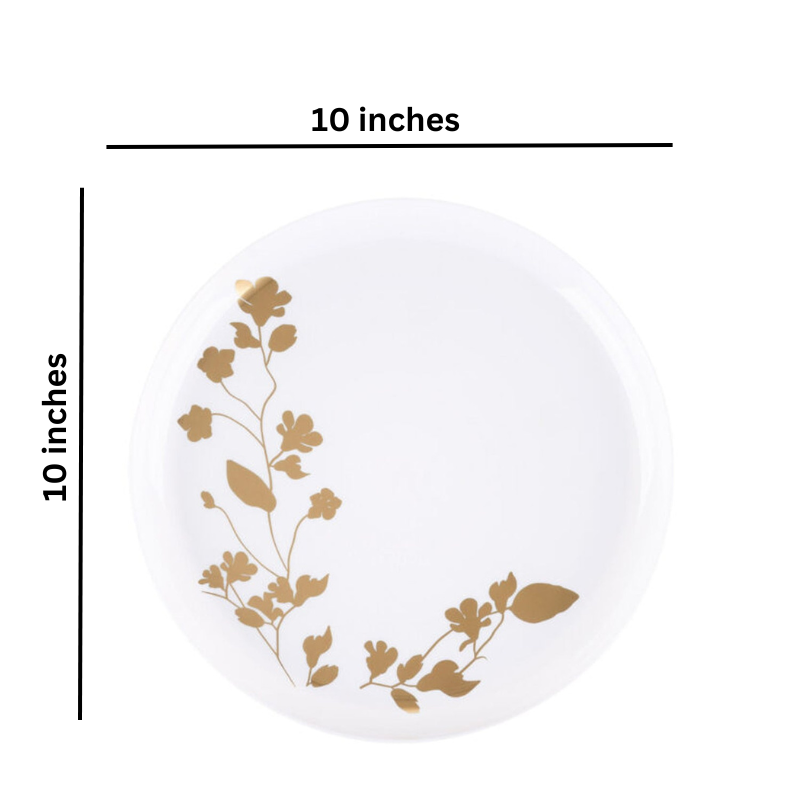 Load image into Gallery viewer, Garden Collection White and Gold Round Dinner Plates 10&quot; Tablesettings Blue Sky
