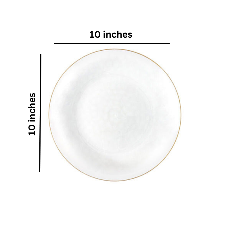 Load image into Gallery viewer, Organic Hammered White Transparent Gold Rim 10″ Plates Tablesettings Blue Sky
