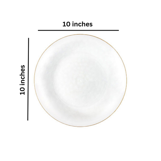 Organic Hammered White Transparent Gold Rim 10″ Plates Tablesettings Blue Sky