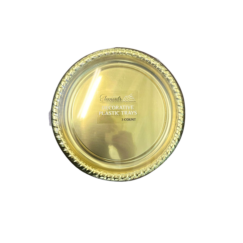 Load image into Gallery viewer, 11.5&quot; Gold Round Metallic Serving Plastic Tray Tray King Zak
