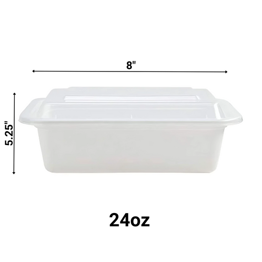 24oz Extra Strong Quality White Rectangular Meal Prep/ Bento Box Container Food Storage & Serving VeZee