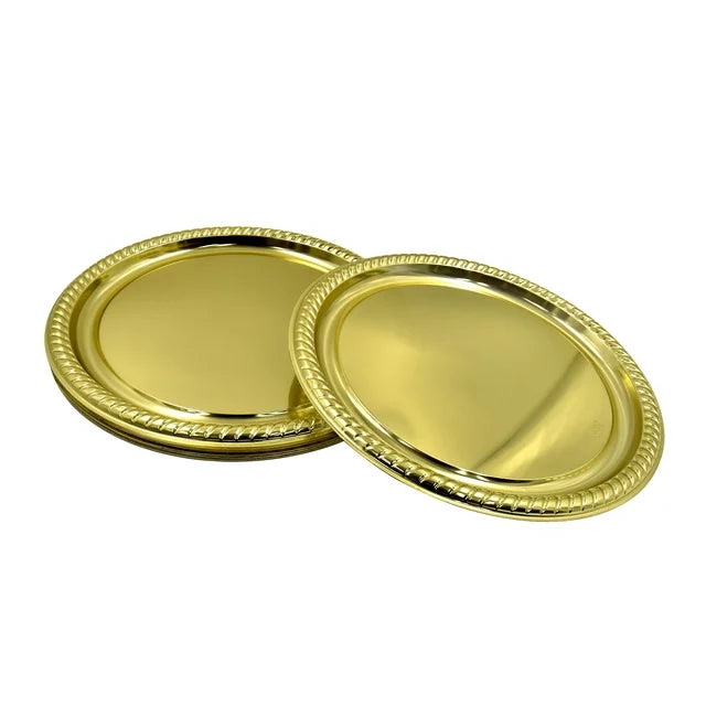 Load image into Gallery viewer, 11.5&quot; Gold Round Metallic Serving Plastic Tray Tray King Zak
