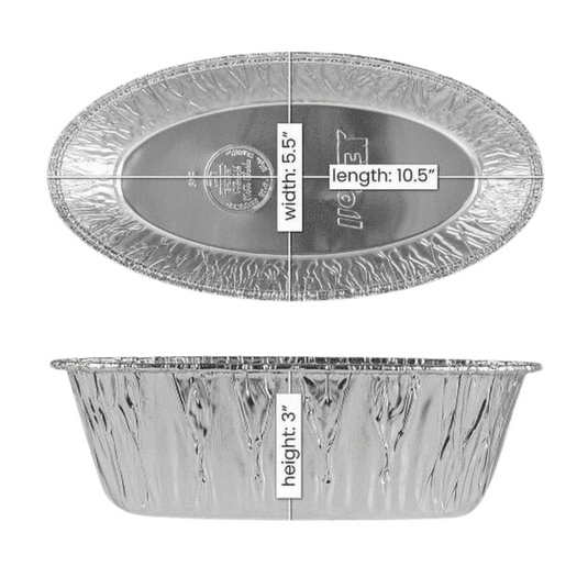 *WHOLESALE*Disposable Aluminum 3lb Medium Oval Loaf Pans: Ideal for Baking: 160CT Cake Pan VeZee