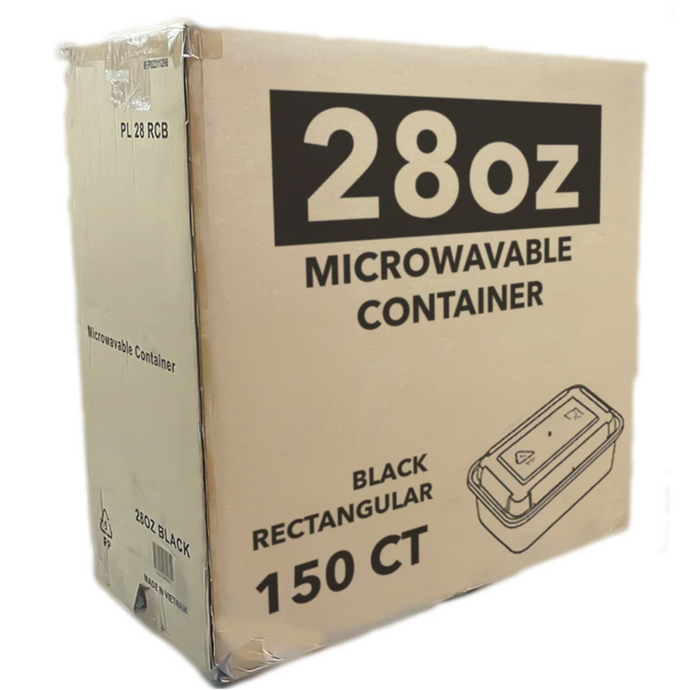 *WHOLESALE* 28oz. Black Rectangular Containers with clear lids | 150 ct/Case Food Storage & Serving VeZee