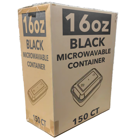 *WHOLESALE* 16oz. Black Rectangular Containers with lids | 150ct/Case Food Storage & Serving VeZee