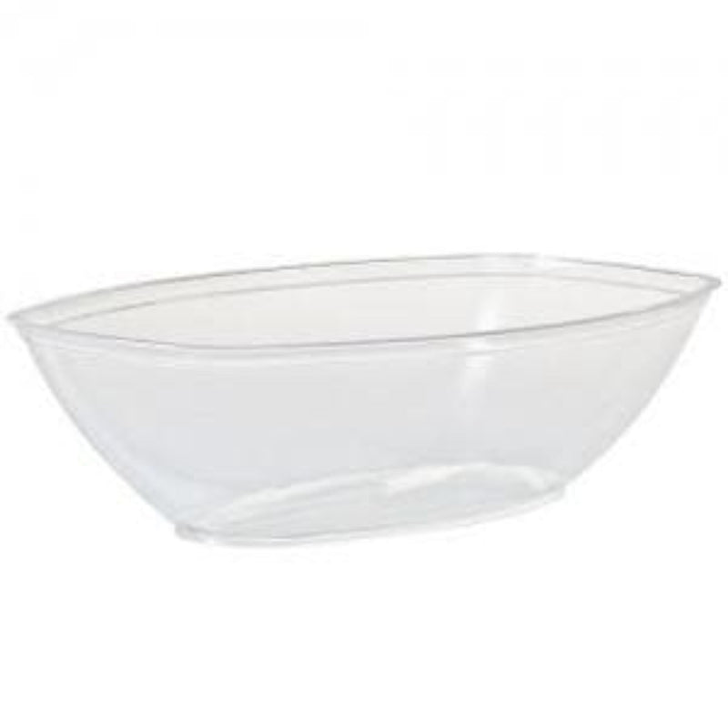 Load image into Gallery viewer, 80oz Clear Plastic Oval Luau Bowl Serverware Party Dimensions
