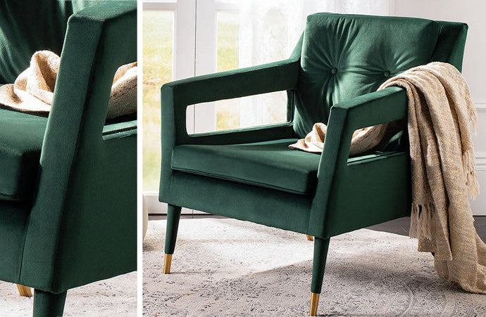 Green Velvet Upholstered Tufted Armchair General SAF