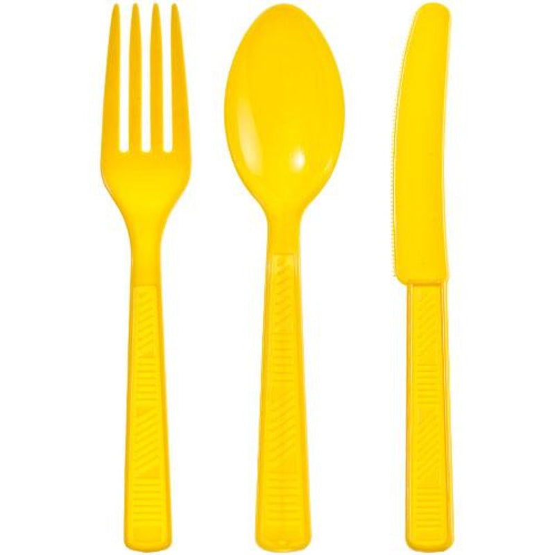 Load image into Gallery viewer, Sunshine Yellow Combo Cutlery Cutlery Party Dimensions
