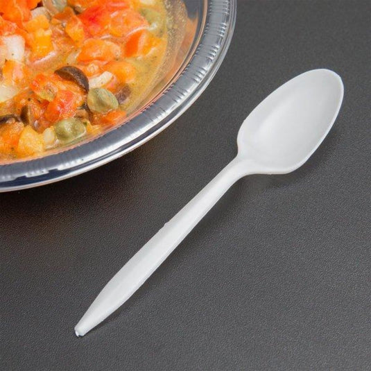 *WHOLESALE* Disposable - Medium Weight - White - Tea Spoons | 1000 ct. Disposable Spoons VeZee