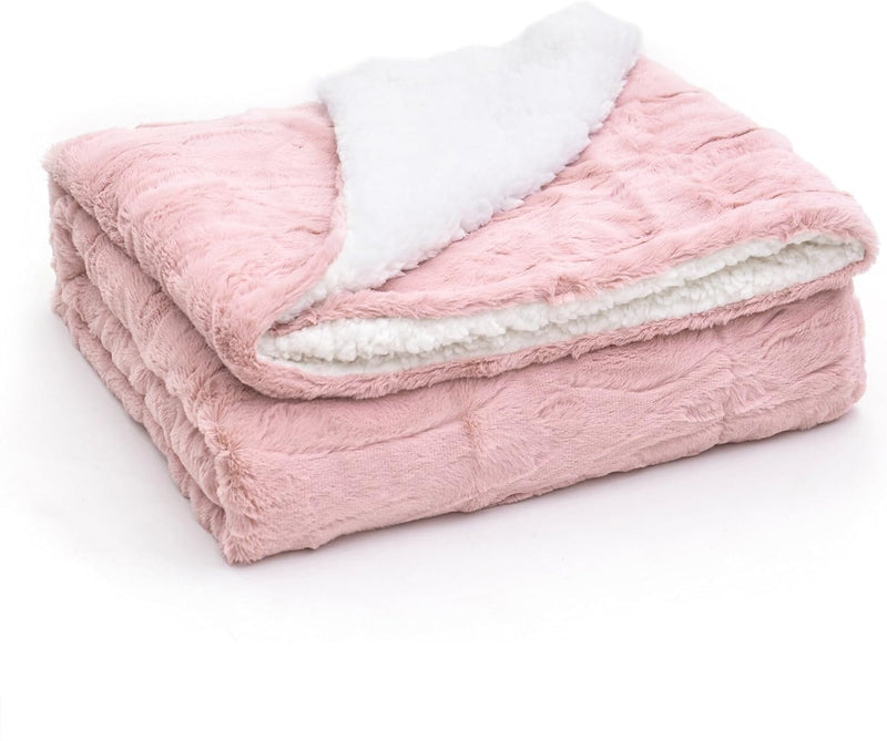 Load image into Gallery viewer, Faux Fur Dusty Muted Pink Throw Blanket Gift Tache Home Fashion
