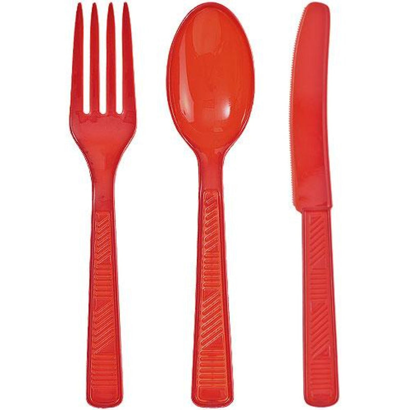 Load image into Gallery viewer, Red Combo Cutlery Cutlery Party Dimensions
