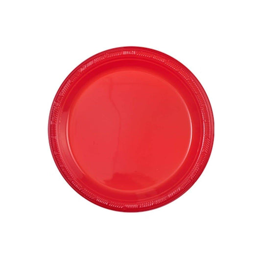 Red Round Plastic Plate 7" Disposable Plates Party Dimensions