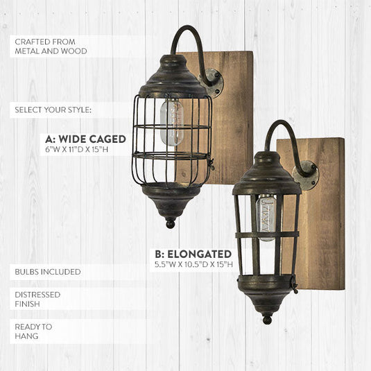 Rustic Wooden Plank Wall Sconce, Pick Your Style General Decor Steals