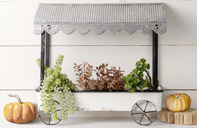 Chippy Enamel Flower Cart with Awning General VIP