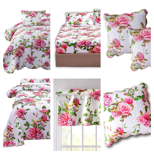 Bed in a Bag Bundle Set - Romantic Roses Lovely Blooming Floral Bedding Set General DaDalogy Bedding Collection