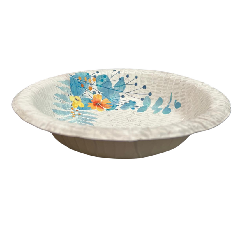 Load image into Gallery viewer, Floral Bliss Teal 20oz Paper Bowls Disposable Bowls Nicole Home Collection
