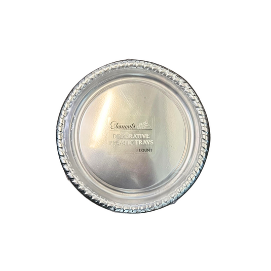 11.5" Silver Round Metallic Serving Plastic Tray Tray King Zak