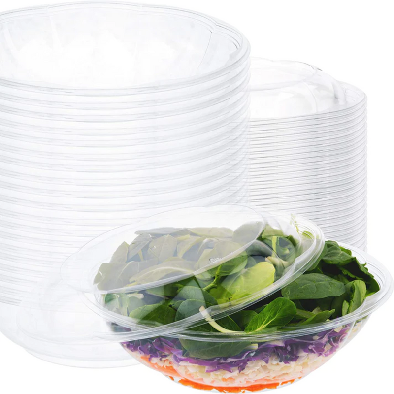 Load image into Gallery viewer, 64oz Disposable Rose / Salad Bowls To-Go Containers with Airtight Lids Rose Bowls VeZee
