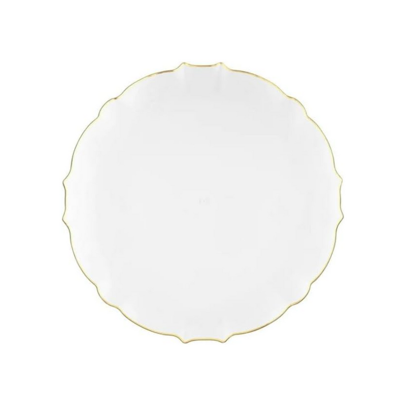 Load image into Gallery viewer, LUXE Collection White With Gold Rim 7&quot; Premium Heavyweight Plastic Plates VeZee
