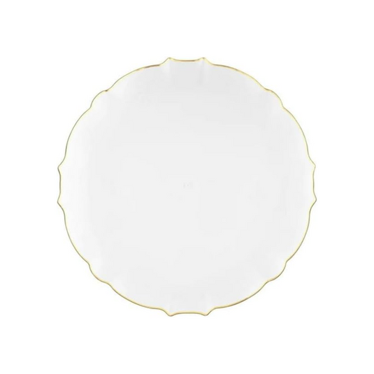 LUXE Collection White With Gold Rim 7" Premium Heavyweight Plastic Plates VeZee