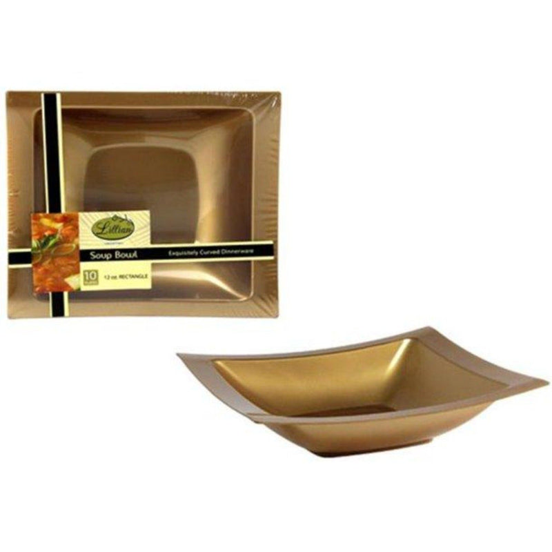 Load image into Gallery viewer, Rectangular Gold 5oz Plastic Dessert Bowls Bowls Lillian
