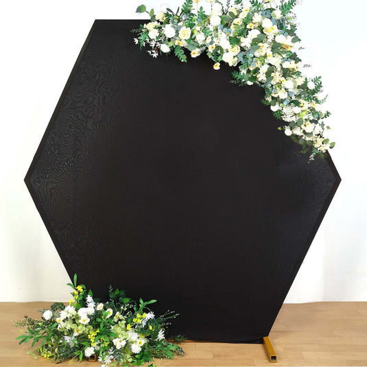 8ftx7ft Black 2-Sided Spandex Fit Hexagon Wedding Arbor Backdrop Cover Backdrops PROstorez Default Title