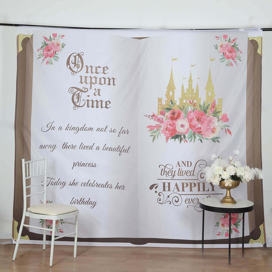 8ftx7ft Fairy Tale Book Vinyl Photography Backdrop, Once Upon a Time Princess Theme Party Photo Shoot Background Backdrops HIER_5340