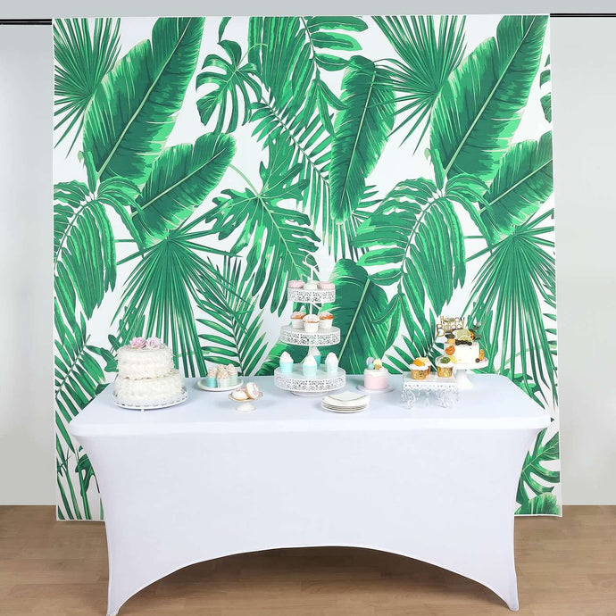 8ftx8ft Green White Tropical Palm Leaf Print Vinyl Photo Backdrop Backdrops PROstorez Default Title