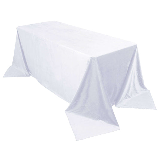 90"x132" White Seamless Premium Velvet Rectangle Tablecloth, Reusable Linen for 6 Foot Table With Floor-Length Drop Tablecloths PROstorez Default Title