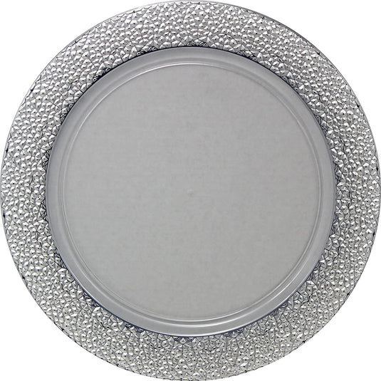 Charger Hammered Design Plates Silver 13" 2CT Tablesettings Decorline