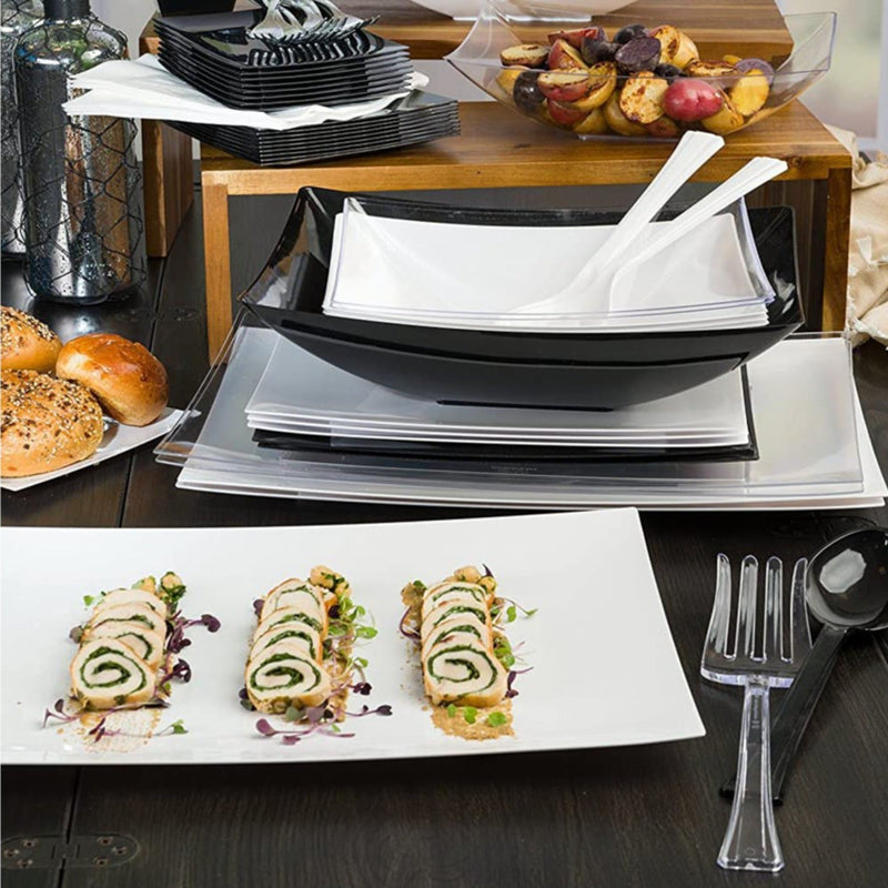 Load image into Gallery viewer, Clear Heavyweight Plastic Salad Utensils Serving Set Serverware Lillian
