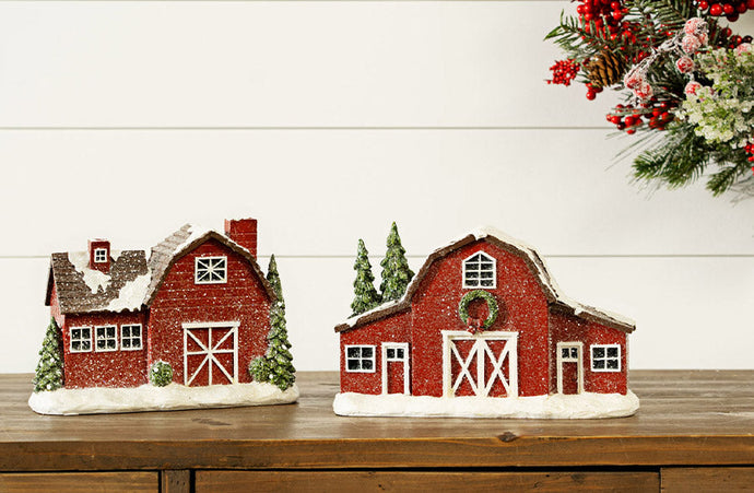 Frosted Snow Barns, Set of 2 General MEL